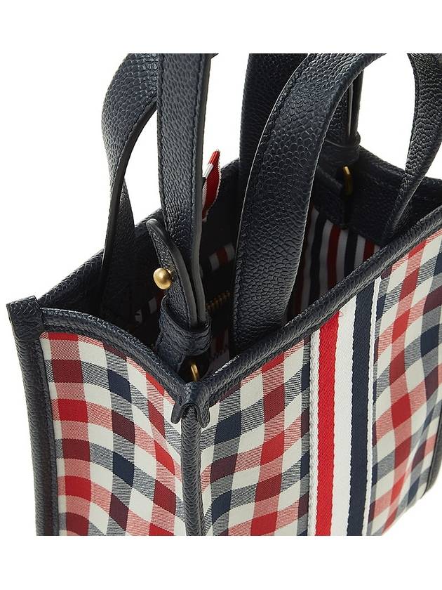 Webbing Striped Gingham Wool Seersucker Mini Tote Bag - THOM BROWNE - BALAAN 10