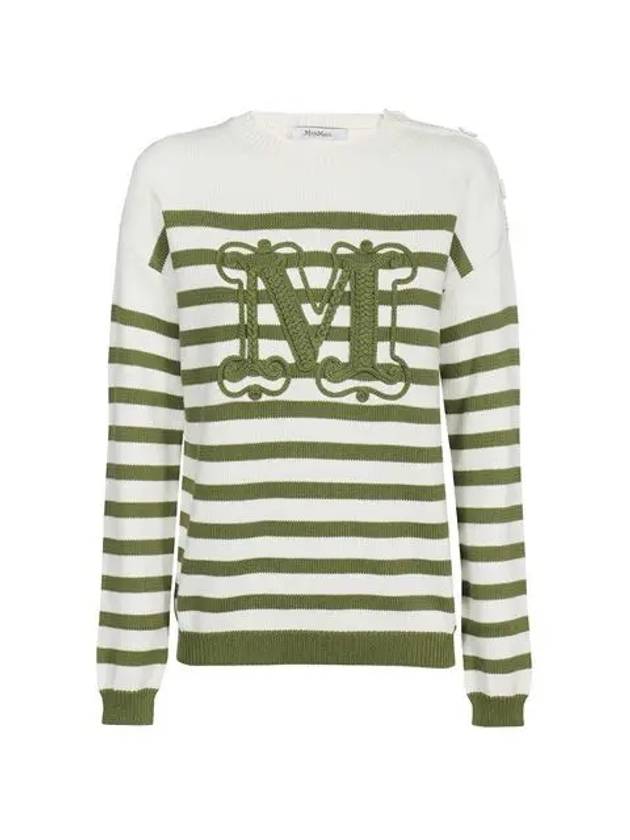 Women's Ragno Striped Knit Top Green - MAX MARA - BALAAN.