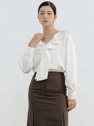 Ivory flare collar blouse - YOUNESS - BALAAN 1