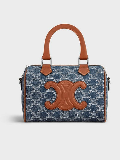 Small Boston Full Triomphe Denim Calfskin Cross Bag Denim - CELINE - BALAAN 2