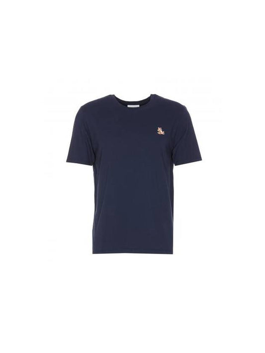 Chillax Fox Patch Regular Short Sleeve T-Shirt Navy - MAISON KITSUNE - BALAAN 1