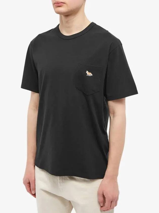 Baby Fox Patch Pocket Short Sleeve T-Shirt Black - MAISON KITSUNE - BALAAN 5