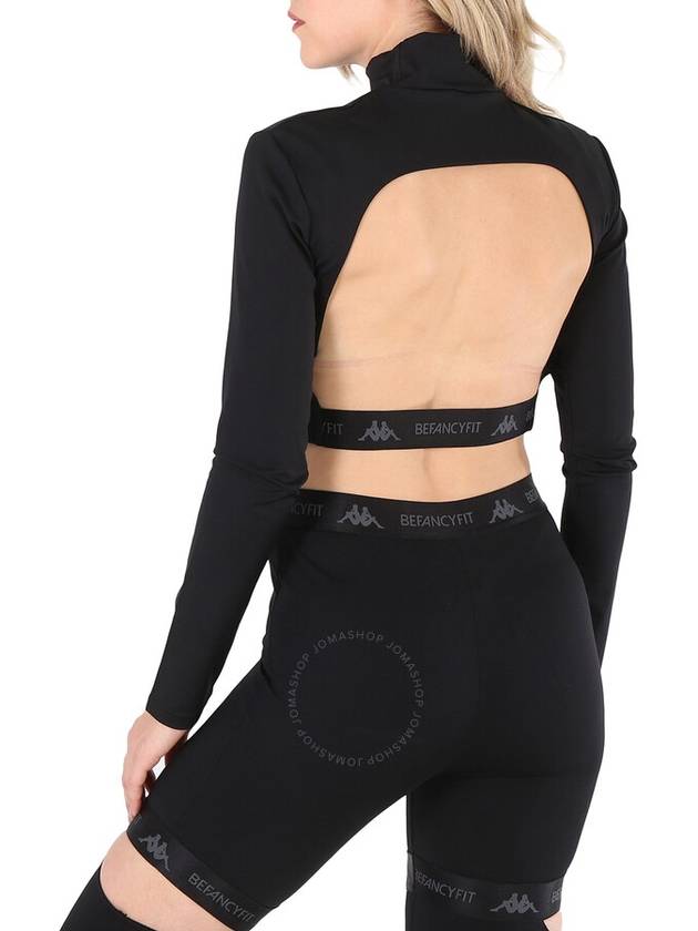 Kappa X Befancyfit Ladies Black Turtleneck Cut-Out Cropped Stretch Top - KAPPA KONTROLL - BALAAN 3