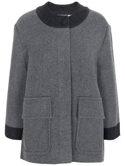 Boiled Double Face Stitch Merino Wool Cardigan Grey - THOM BROWNE - BALAAN 2