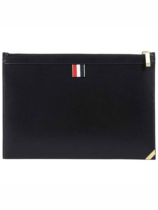 Three Stripes Tab Enamel Corner In Box Document Small Clutch Bag Black - THOM BROWNE - BALAAN 3