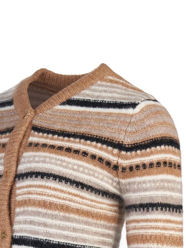 Striped Soft Wool Knit Cardigan Brown - GANNI - BALAAN 6