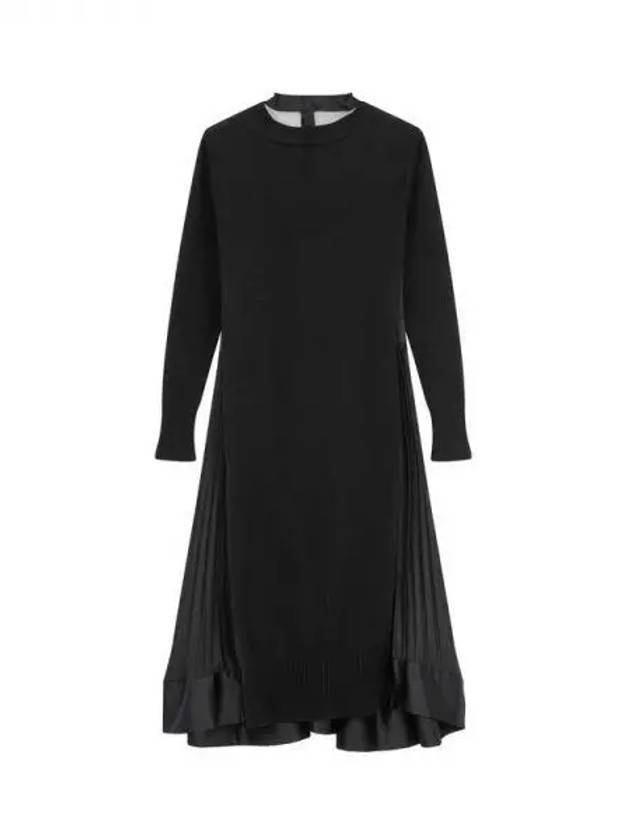 Women's back buttonup pleated knit dress black 271032 - SACAI - BALAAN 1