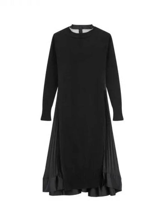 Women's back buttonup pleated knit dress black 271032 - SACAI - BALAAN 1