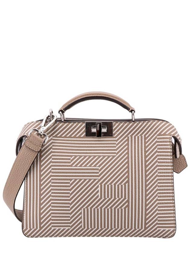 Peekaboo ISeeU Mini Leather Tote Bag Beige - FENDI - BALAAN 3