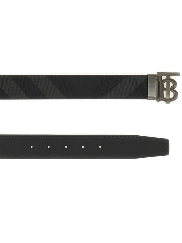 Men's Check Reversible Leather Belt Charcoal Graphite - BURBERRY - BALAAN 3