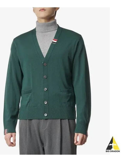 Men's Jersey Stitch V-Neck Cardigan Green - THOM BROWNE - BALAAN 2