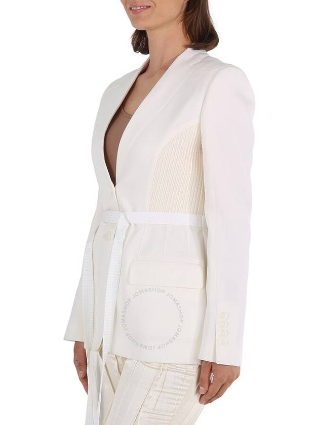 Women's Belted Single Breasted Wool Jacket White - BURBERRY - BALAAN 4