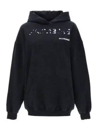 Logo Oversized Cotton Hoodie Black - BALENCIAGA - BALAAN 2