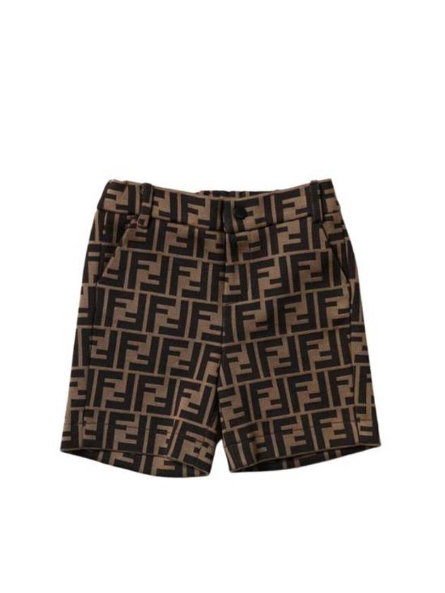 Kids FF Logo Shorts Brown - FENDI - BALAAN 1