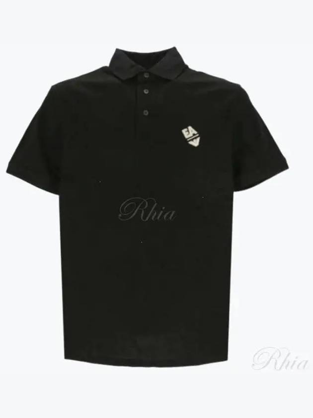 Logo Embroidery Cotton Polo Shirt Black - EMPORIO ARMANI - BALAAN 2