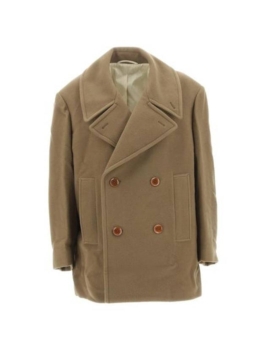 Oversized Wool Double Coat Khaki - LEMAIRE - BALAAN 1