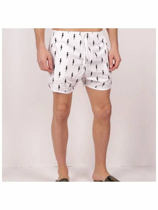 Men s Lightning Print Swim Shorts White - NEIL BARRETT - BALAAN 4