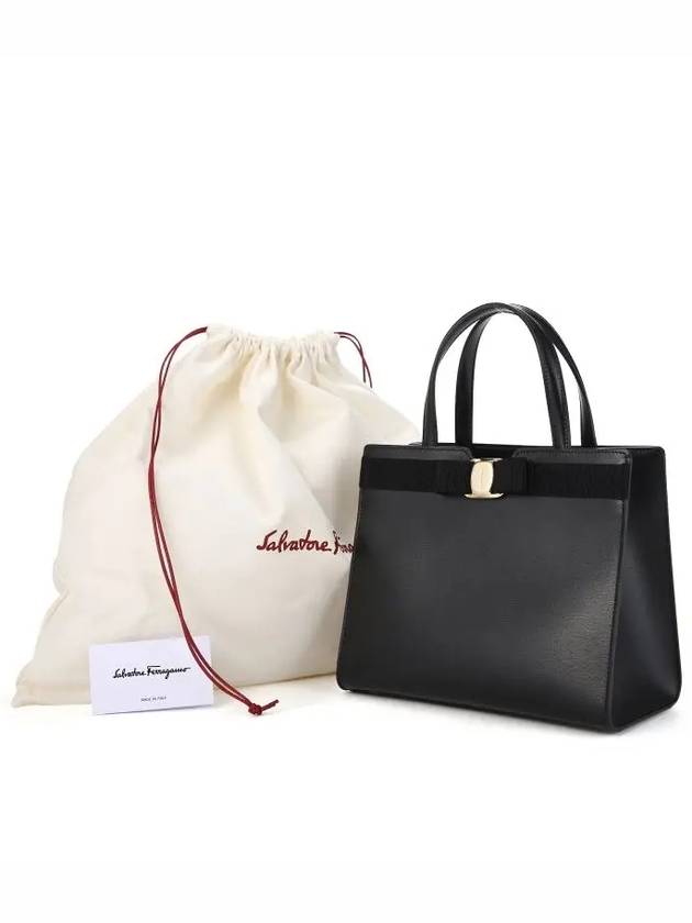 Vara Bow Top Handle Tote Bag Black - SALVATORE FERRAGAMO - BALAAN 5