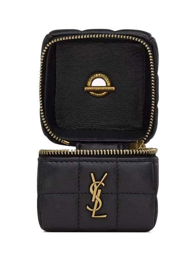 Cassandra Matelasse Carré Mini Cube Chain Leather Mini Bag Black - SAINT LAURENT - BALAAN 5