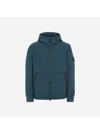 Men's Wappen Patch Softshell Zip Up Hoodie Dark Green - STONE ISLAND - BALAAN 2