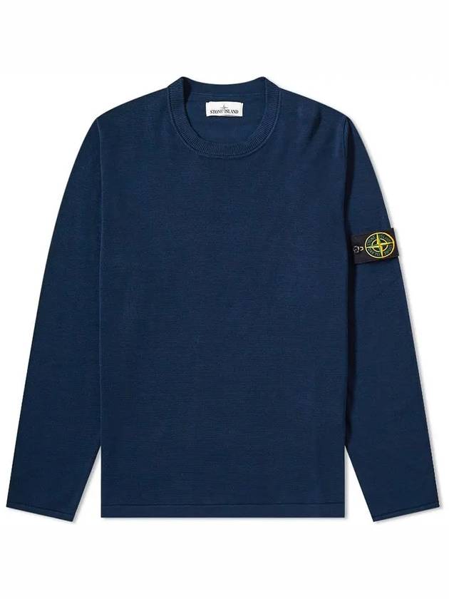 Men's Logo Wappen Crew Neck Knit Sweatshirt Navy - STONE ISLAND - BALAAN 2