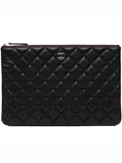 Medium Classic Clutch Bag Caviar Leather & Silver Black - CHANEL - BALAAN 2