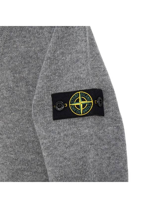 Kids Wappen Patch V-Neck Knit Cardigan Grey - STONE ISLAND - BALAAN 5