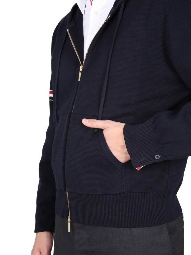 Cotton Milano Armband Zip Up Hoodie Navy - THOM BROWNE - BALAAN 5