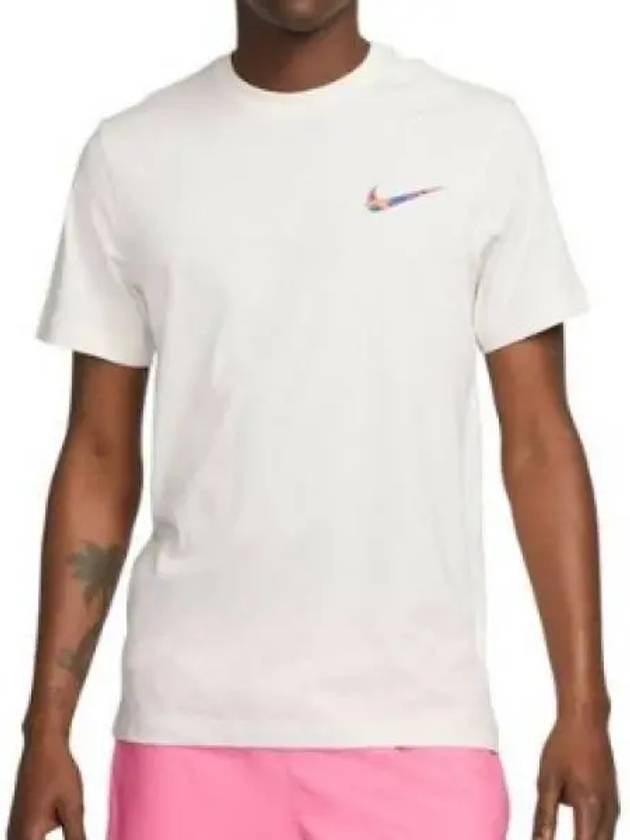 Men's NSW Club Swoosh Print Sport Short Sleeve T-Shirt White - NIKE - BALAAN 2