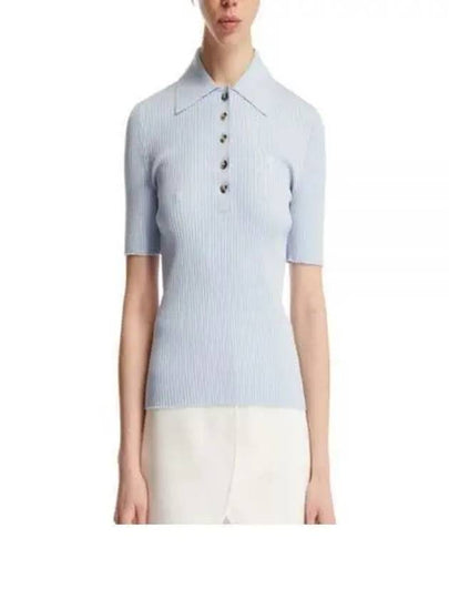 Embroidered Logo Rib Polo Knit Top Blue - COURREGES - BALAAN 2