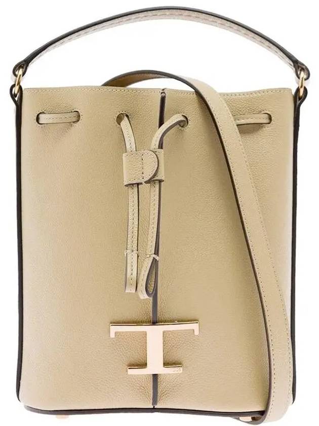 T Timeless Leather Micro Logo Bucket Bag Beige - TOD'S - BALAAN 2