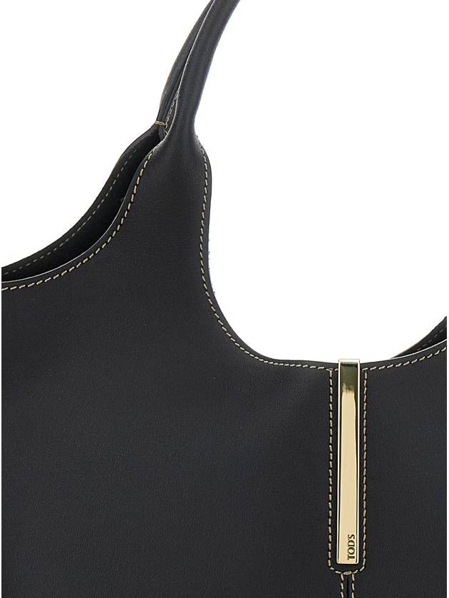 Black Shoulder Bag With Metal Bar With Logo In Leather Woman - TOD'S - BALAAN 3