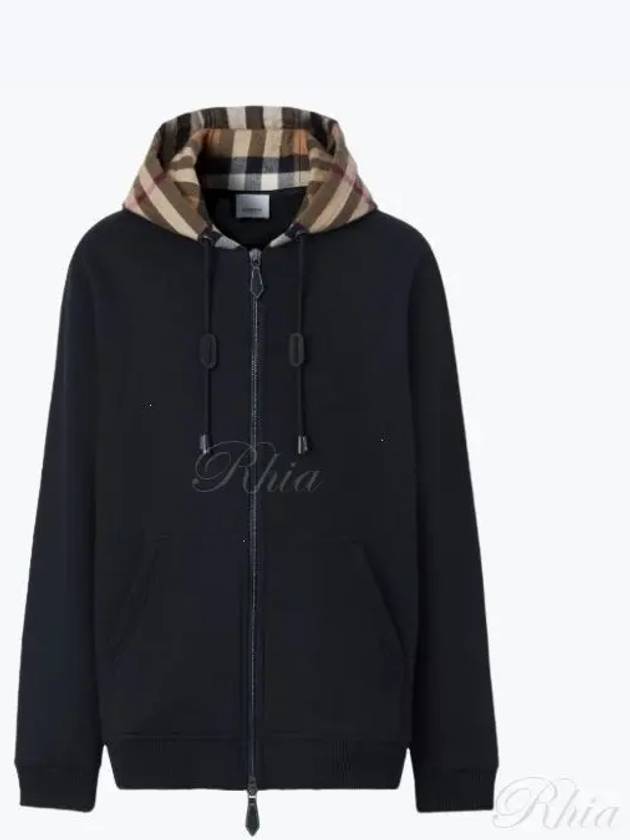 Check Hood Cotton Zip Up Hoodie Black Archive Beige - BURBERRY - BALAAN 2