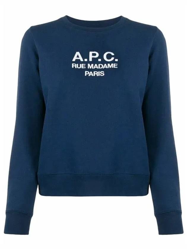 Women's Tina Logo Sweat Sweatshirt Navy - A.P.C. - BALAAN 2