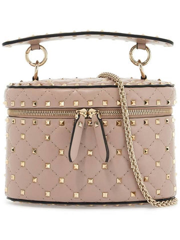 cylindrical vanity bag in powder leather with diamond pattern - VALENTINO - BALAAN 1