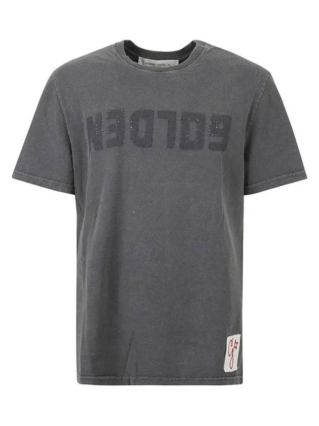 Golden Lettering Cotton Short Sleeve T-Shirt Grey - GOLDEN GOOSE - BALAAN 3