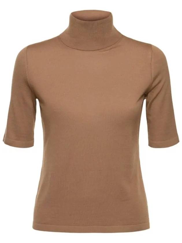 Gigi High Neck Virgin Wool Knit Top Camel Brown - MAX MARA - BALAAN 2