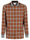 Collar Check Long Sleeve Shirt Brown - BURBERRY - BALAAN.