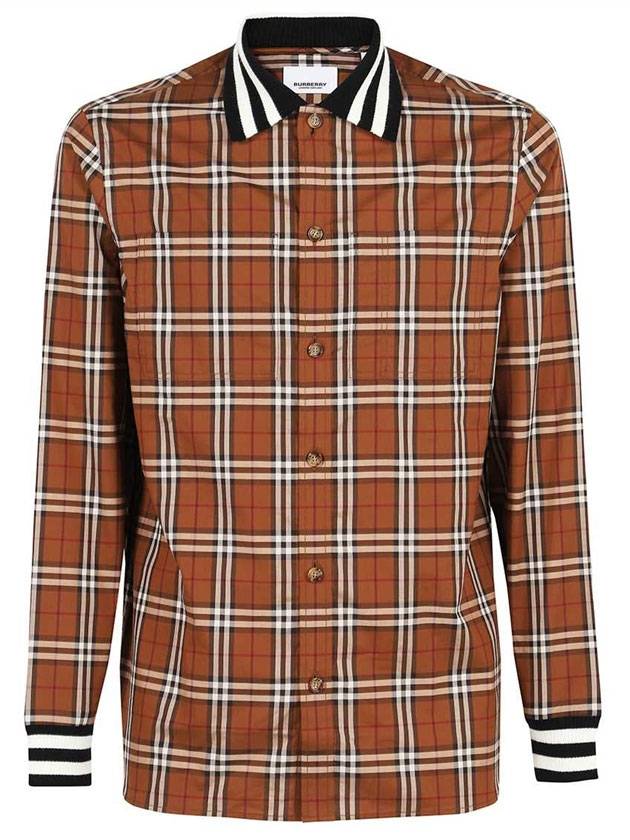 Collar Check Long Sleeve Shirt Brown - BURBERRY - BALAAN.