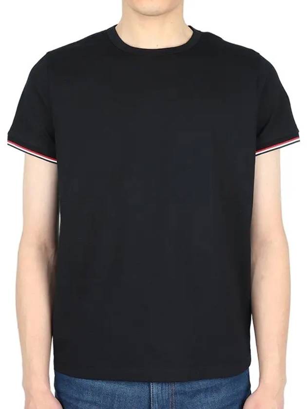 Arm Logo Crew Neck Cotton Short Sleeve T-Shirt Black - MONCLER - BALAAN 3