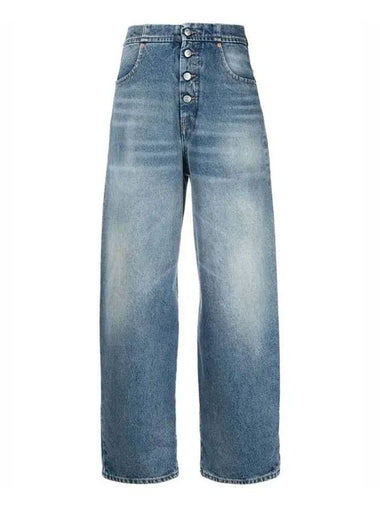 Women's Button Cotton Straight Jeans Blue - MAISON MARGIELA - BALAAN 1