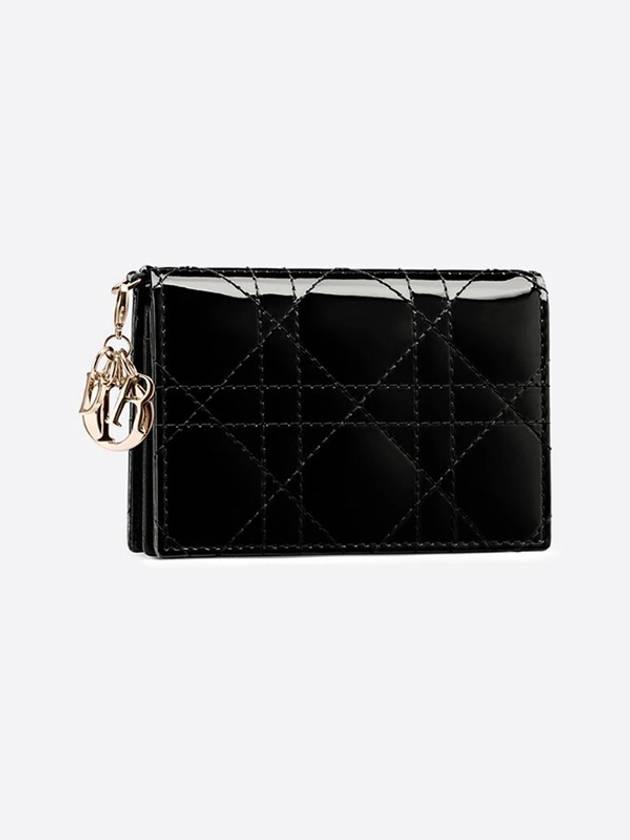 Lady Cannage Patent Calfskin Flap Card Wallet Black - DIOR - BALAAN 3