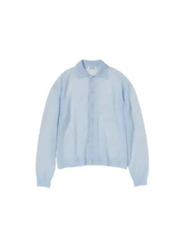 KID MOHAIR SHEER KNIT CARDIGAN LIGHTBLUE A23AC01FG Kid mohair sheer knit cardigan - AURALEE - BALAAN 1