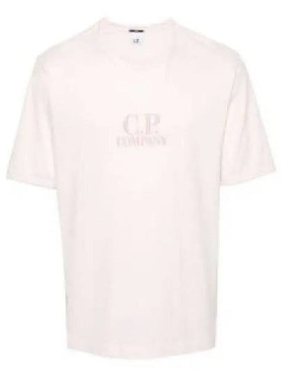 Tacting Piquet Logo Short Sleeve T-Shirt Pink - CP COMPANY - BALAAN 2