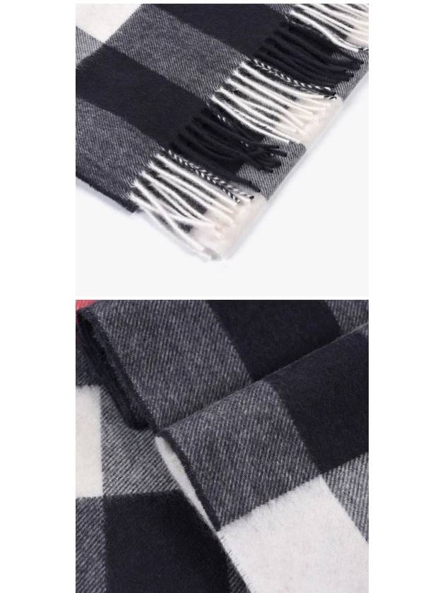 Gingham Check Fringe Muffler Navy - BURBERRY - BALAAN 4