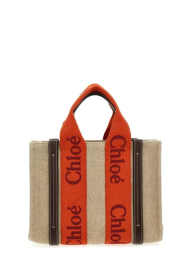 Woody Logo Small Tote Bag Orange - CHLOE - BALAAN 1