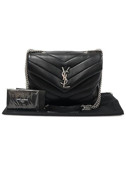 494699 Black Y Quilted Calfskin Matelasse Silver Chain Lulu Small Shoulder Bag - SAINT LAURENT - BALAAN 2