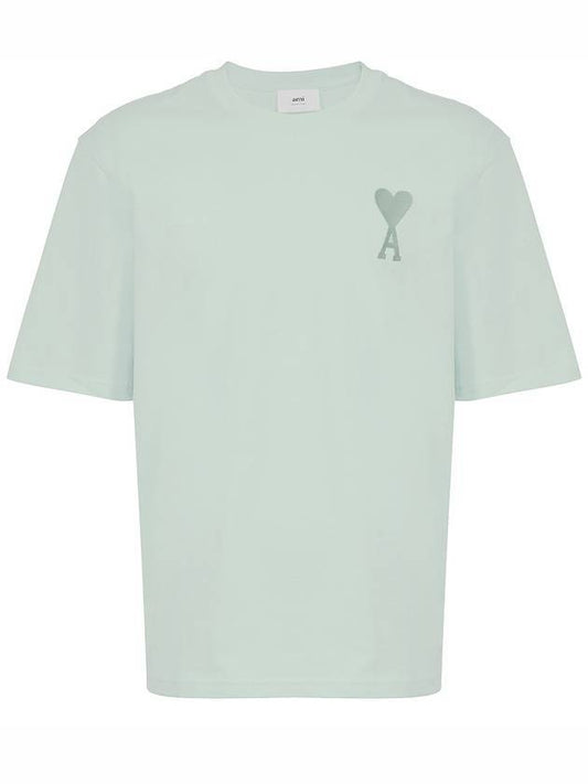 Heart Logo Cotton Jersey Short Sleeve T-Shirt Green - AMI - BALAAN 1