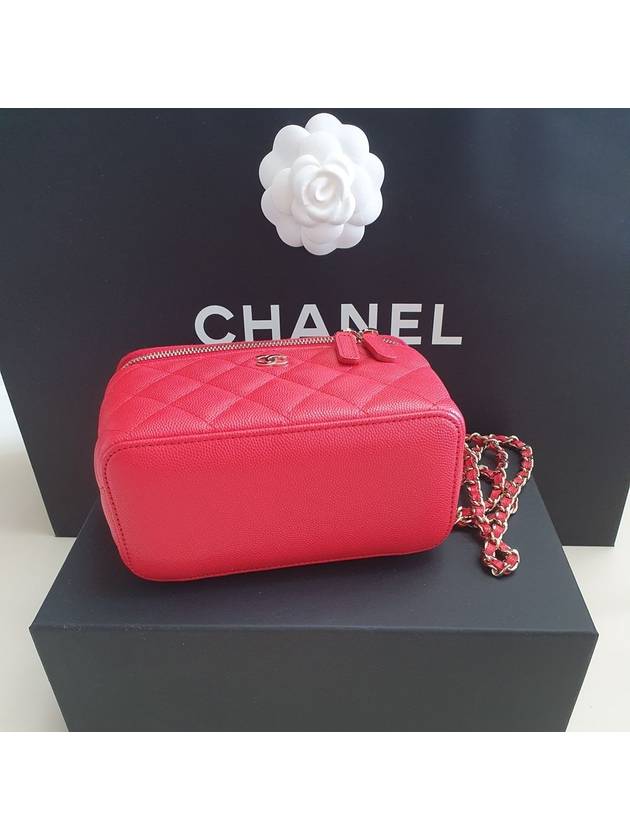 Classic Small Chain Cosmetic Case Grained Calfskin Gold Metal Red - CHANEL - BALAAN 6