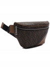 FF Monogram Leather Belt Bag Brown - FENDI - BALAAN 4